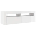 TV Cabinet with LED Lights High Gloss White 120x35x40 cm 804316