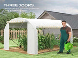 296 x 196cm Steel Frame Polytunnel Greenhouse - White T3398P323768