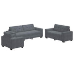 Sofa Set with Cushion 3 pcs Grey 221 x 78 x 80 cm Velvet 3324640