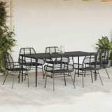 7 Piece Garden Dining Set Black Poly Rattan Glass 3334441