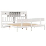 ZNTS Bookcase Bed without Mattress White 180x200 cm Super King Solid Wood Pine 3321841