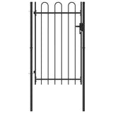 Fence Gate "BOXTEL" Single Door with Arched Top Steel 1x1,5 m Black 146031
