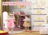 Kids Clothes Rail with Storage Shelf, Boxes, Mirror for Bedroom, Nursery, Pink T3398P347990