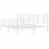 Metal Bed Frame without Mattress with Footboard White 150x200cm 376393