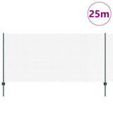 Welded Wire Fence with Posts 25 x 1.2 m PVC-Coated Steel Green 3336485