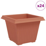 Square Flower Pot 24 pcs Brick Red 28.5 x 28.5 x 22 cm Plastic 42020344