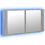 LED Bathroom Mirror Cabinet Grey Sonoma 90x12x45 cm Acrylic 834968