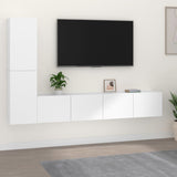 4 Piece TV Cabinet Set White Engineered Wood 3114310