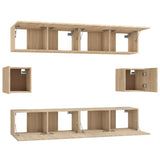 6 Piece TV Cabinet Set Sonoma Oak Engineered Wood 3114360