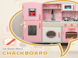 Play Kitchen, Kids Kitchen Set with Lights and Sounds, Double Stoves, Ice Maker, Chalkboard for 3 T3398P422355