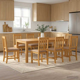 Dining Set 9 pcs Grey Solid Oak Wood 3430401