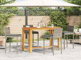 5 Piece Garden Bar Set Grey Solid Wood Acacia and Poly Rattan 3295299