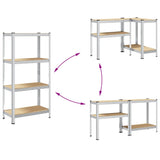 4-Layer Storage Shelves 2 pcs Silver Steel&Engineered Wood 4016933