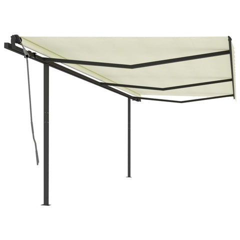 ZNTS Manual Retractable Awning with Posts 6x3 m Cream 3070197