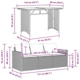 2 Piece Garden Dining Set with Cushions Grey Poly Rattan 366337