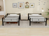 Black reinforced metal bunk bed with iron art on top and bottom, dormitory/children's room double W3987P434159