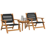 Garden Chairs with Table 3 pcs Black Solid Acacia Wood 3214437