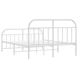 Bed Frame White Powder-Coated Steel Double Bed Frame 353702