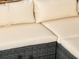 3 Pieces PE Rattan Garden Furniture Set 10 cm Thick Cushions, 4 Seater Garden Corner Sofa Set T3398P314225