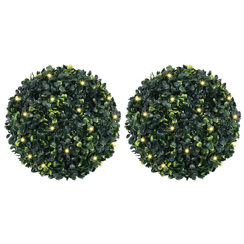 Artificial Boxwood Balls with LED Lights 2 pcs Green 45 cm 3335896
