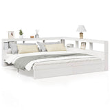 Bookcase Bed without Mattress White 200x200 cm Solid Wood Pine 3324345