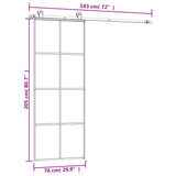 Sliding Door with Hardware Set 76x205 cm ESG Glass&Aluminium 3152139