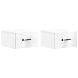 Wall-Mounted Bedside Cabinet with Drawer 2 pcs High Gloss White 898604