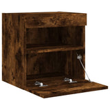 TV Wall Cabinets with LED Lights 2 pcs Smoked Oak 40x30x40 cm 837178