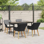 Garden Dining Set with Cushion 5 pcs Black Poly Rattan 3261665