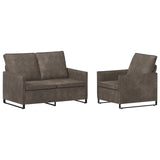 Sofa Set 2 pcs Dark Grey Faux Suede Fabric 3433120