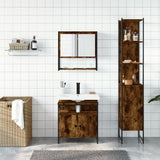 3 Piece Bathroom Furniture Set Smoked Oak Engineered Wood 3214677