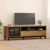 TV Cabinet with Glass Door FLAM 158x40x50 cm Solid Wood Pine 357821