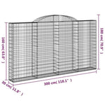 Arched Gabion Baskets 3 pcs 300x30x160/180 cm Galvanised Iron 3146576