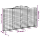 Arched Gabion Baskets 3 pcs 300x30x160/180 cm Galvanised Iron 3146576