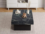 Modern square coffee table with marble look, Centre Tea Table with 4 Sliding Drawers, Coffee End N605P375112B