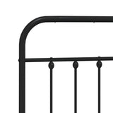 ZNTS Metal Bed Frame without Mattress with Footboard Black 120x190cm 352593