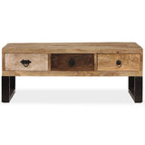 ZNTS Coffee Table with 3 Drawers Solid Mango Wood 90x50x35 cm 244942