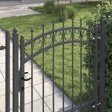Fence Gate with Spikes Grey 125 x 100 cm Powder-coated steel 42008988