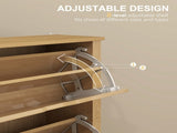 Slim Shoe Cabinet, Narrow Shoe Cupboard with 3 Drawers, Adjustable Shelves for 18 Pairs of Shoes, T3398P344843
