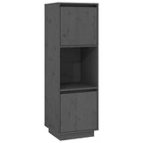 Highboard Grey 38x35x117 cm Solid Wood Pine 814361