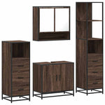 ZNTS 4 Piece Bathroom Furniture Set Brown Oak Engineered Wood 3301279