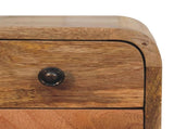 Solid Wood Extra Mini Curved Oak-ish Bedside, 2 Drawers, Brown B2743P403127