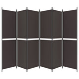 6-Panel Room Divider Brown 300x200 cm Fabric 350239