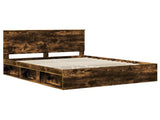 Bed Frame Smoked Oak 160 x 200 cm Solid Pine Wood 3410987