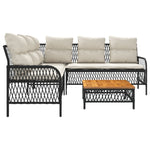 ZNTS 2 Piece Garden Sofa Set with Cushions Black Poly Rattan 368733