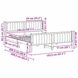 Bed frame Brown and light grey 150 x 200 cm Solid pine wood 3394313