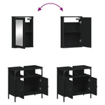 ZNTS 2 Piece Bathroom Furniture Set Black Engineered Wood 3214775