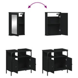 ZNTS 2 Piece Bathroom Furniture Set Black Engineered Wood 3214775