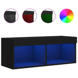 TV Cabinet with LED Lights Black 80x30x30 cm 837143