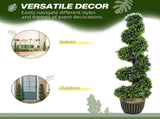 Set of 2 Decorative Artificial, Boxwood Spiral Topiary Tree with Lavender and Pot, Fake T3398P328353